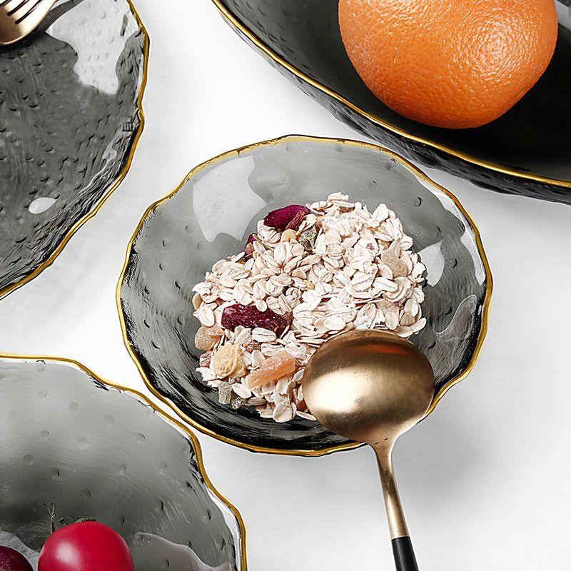 FDA Thick 4mm Irregular Shaped Glass Tableware Set