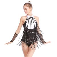 Buy cheap Black-White Stunning Tap Costume Sequined-Fringes Mock Neck Dance Dress product