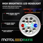 Red Blue DRL LED Motorcycle Headlight IP67 6 Inch CM125 Water Lamp