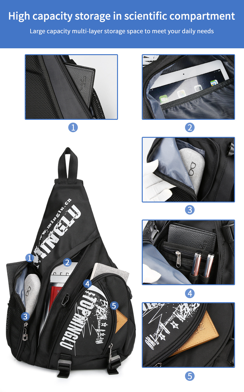 Against Theft Men'S Minimalist Sling Bag Sports Sling Bag Large Capacity