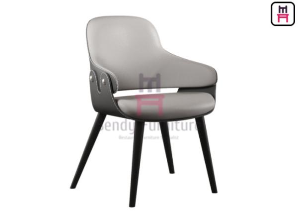 Buy cheap Hollowed Out Back Metal Restaurant Chair With Leather Upholstered from wholesalers
