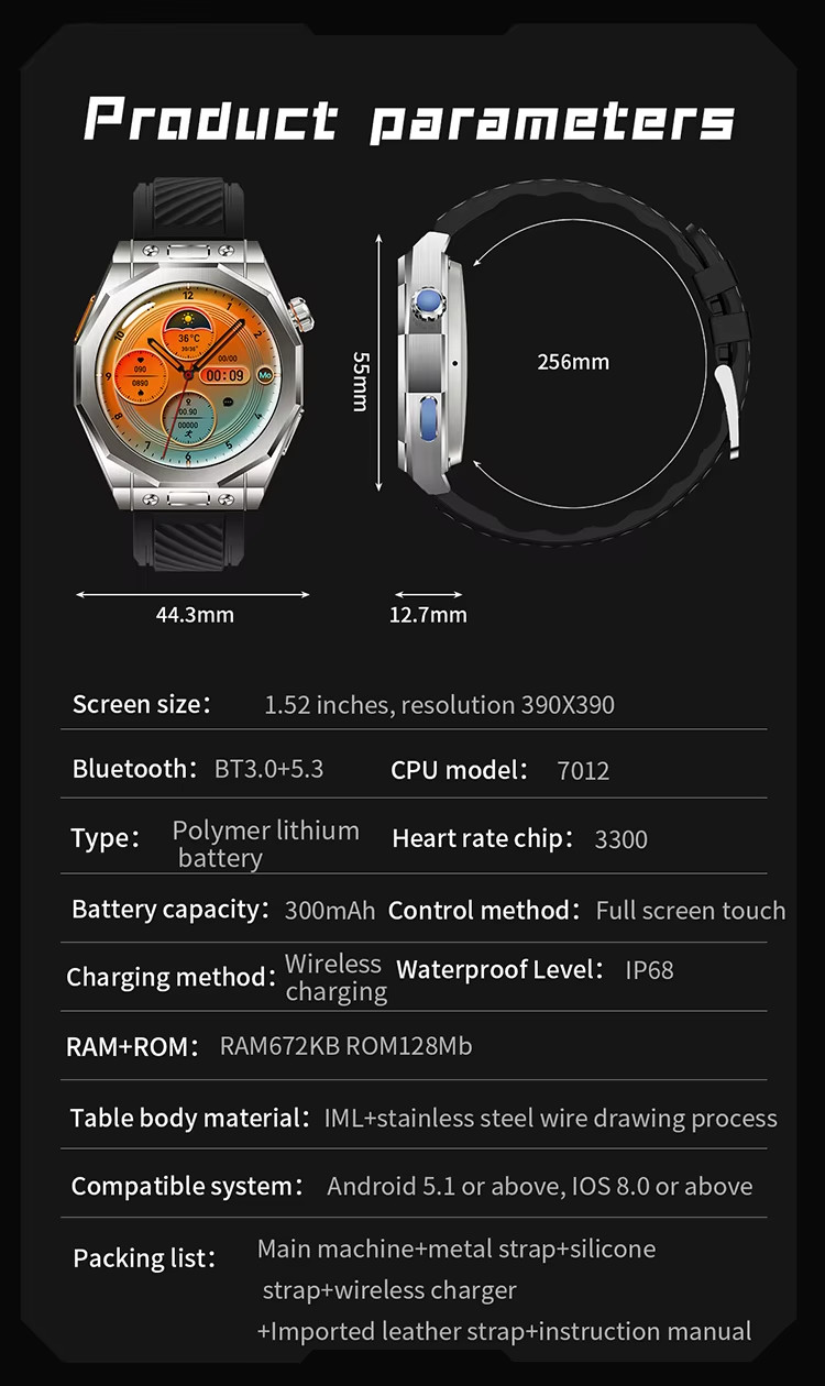 Body Temperature Bracelet Smart Watches For Outdoorsmen Z83max 1.52 Inch Screen