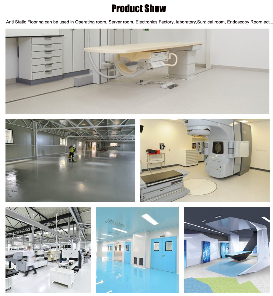 2mm PVC ESD Sheet Vinyl Flooring Hospital Anti Static Floor Covering
