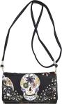 PUNK GOTHIC ROCK METALLIC SKULL DAY OF THE DEAD FLORAL SUGAR SKULL LEATHER PURSE