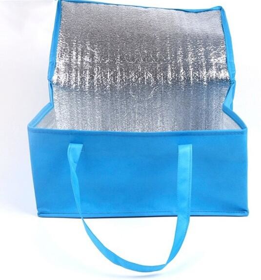 Reusable aluminium foil thermal insulation material cooler bag for picnic with Strapping tape closureRecycled PP Woven Plast