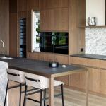Custom Modern Style Quartz Countertop Kitchen Cabinet with Island Oak Wood