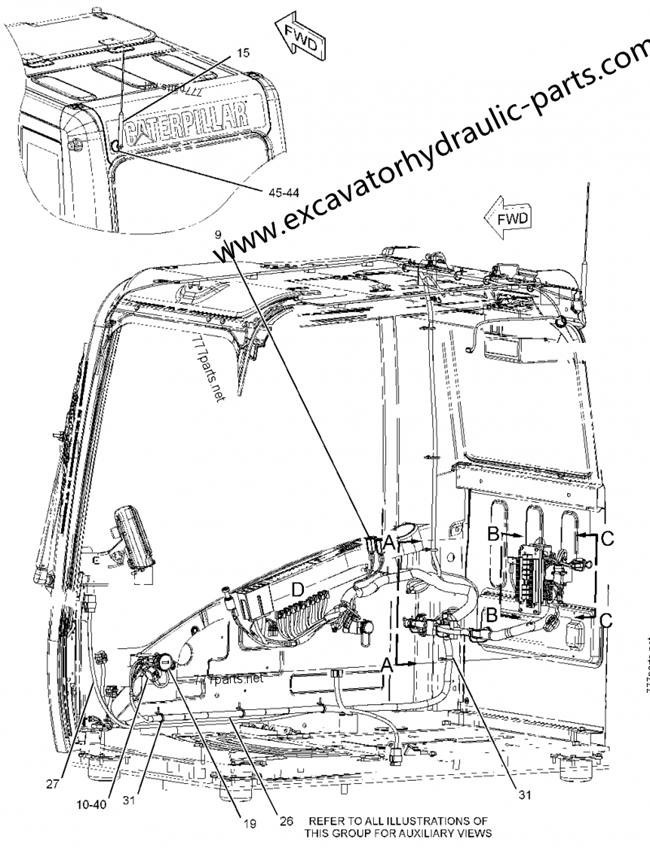 E312D E320D Excavator Spare Parts Head Lamp Wiper Controller 227-7575 Control Panel 2277575