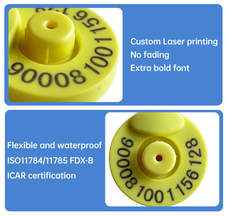 RFID Identification Recording Easy To Management Can Customize Colour 134.2khz Frequency Electronic Ear Tags