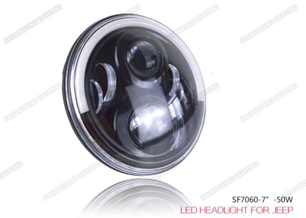 Buy cheap 7''Jeep LED Headlights Yellow / White Color 4000LM HIGH BEAM With LED Ring from wholesalers