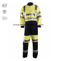 Buy cheap Yellow Fire Resistant Coveralls With Reflective Tape Two Tone High Visibility product