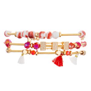 Buy cheap 7.5'' Tassel Beaded Handmade Bracelets stretchy 14k Gold Plated from wholesalers