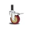 Buy cheap medium duty 4" expanding stem red PU caster total brake,3 inch PU castor, from wholesalers