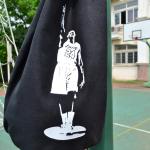 Large Capacity Canvas Sport Drawstring Bag Black Color 30 . 5 * 17 * 46CM