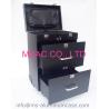 Buy cheap Professional Makeup Cases On Wheels , Black Pu Leather Cosmetic Trolley Case from wholesalers