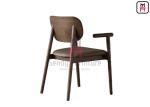 Leather Padded Ash Wood Dining Chair For Restaurant Use
