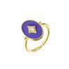 Buy cheap Oval Enamel Diamond Ring Insert Wedding Band Modern Geometric Engagement Rings 18k Gold Plating from wholesalers