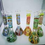 Heavy Glass 10" Hookah Water Pipe Peach Stripe Tobacco Beaker Bong Ice Catcher