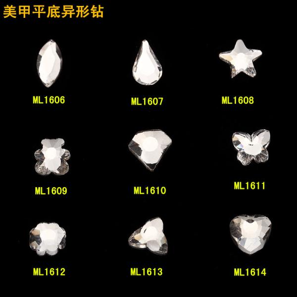 Rhinstone Nail Art Decoration Acrylic Tips with different shape Tiny Mixed