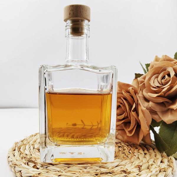 Buy cheap 1000ML Glass Cubic Wine Bottle with Cork Cap made of Transparent Glass Material from wholesalers