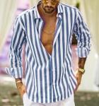 Small Quantity Clothing Production Men'S Long Sleeve Casual Striped Shirt