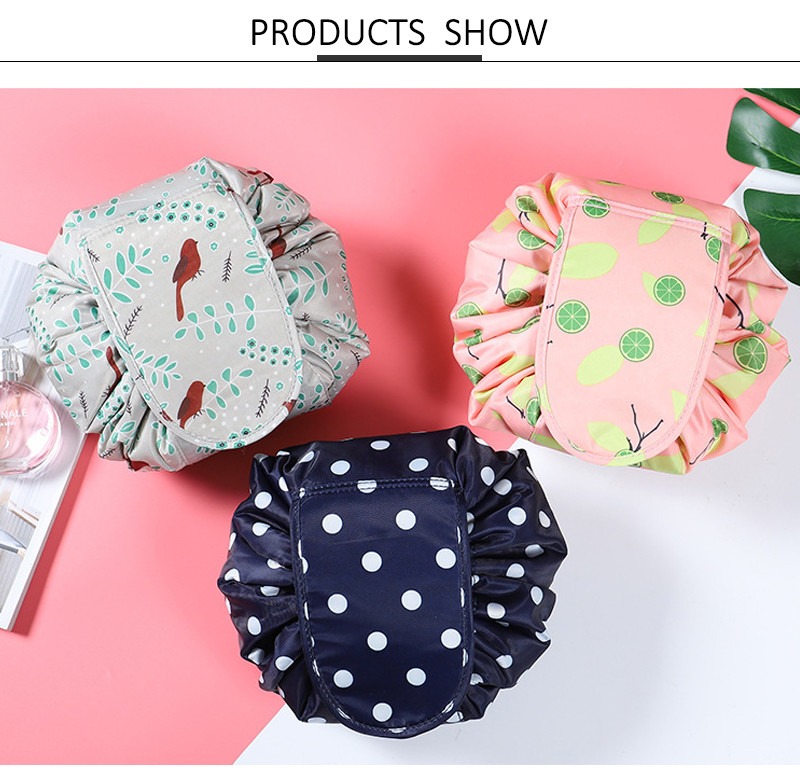 Multi Function Colorful Printing Lazy Drawstring Cosmetic Bag