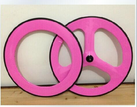 Buy cheap popular pink 700c light tri-spokes rim /3-spoke carbon clincher wheel for road &track bike from wholesalers