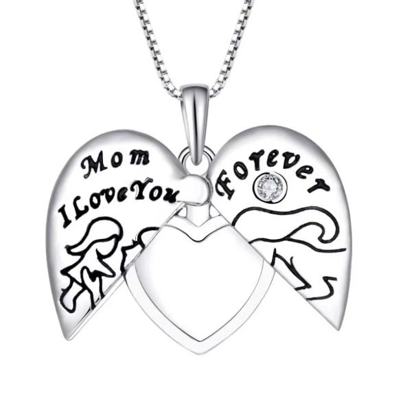 YASVITTI 925 Sterling Silver Mom I Love You Forever Heart Locket Pendant