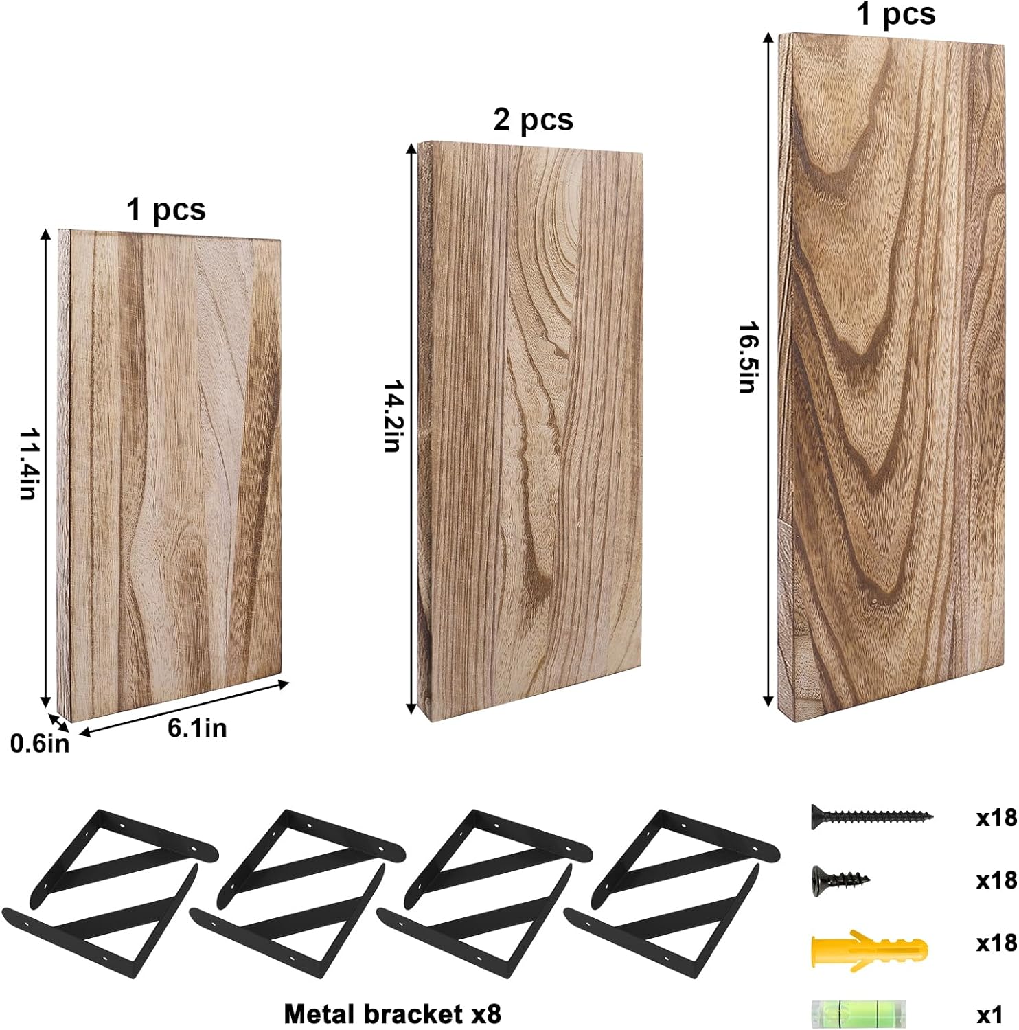 Floating Shelves, Rustic Wood Shelves, Wall Mounted Shelf for Bathroom Decor, Bedroom, Living Room and Plants