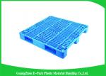 Ventilated Plastic Skids Pallets Single Faced , Euro Blue Plastic Pallets