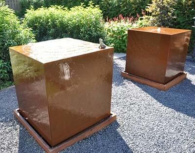 Buy cheap 1100mm Square Metal Garden Ornaments Corten Steel Water Feature from wholesalers