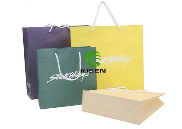 Buy cheap Packaging Kraft Paper Shopping Bags With Handles Colored Customized Logo from wholesalers