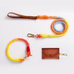 Multicolor Leash Collar Harness Set Walking Cotton Rope Training Dog Leash