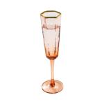 Gold Rim Pink Water Goblets Handmade Wedding Champagne Glasses