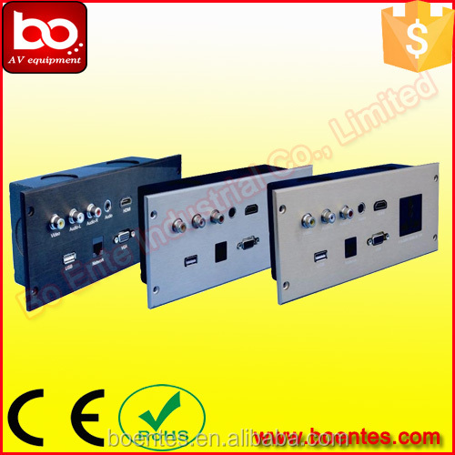 Black/Silver 4-Star Hotel Room Guest House Wall Mount Hotel Media Hub Socket for TV AV Solutions