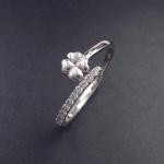 Personalized Jewelry Silver Cubic Zirconia Rings Korean Style With Double Heart