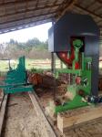 vertical band sawmill with CNC carriage automatic wheel wood cutting saw machine