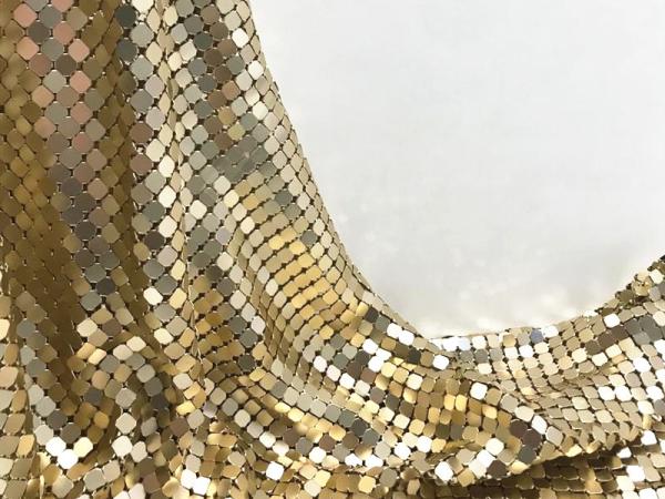 Buy cheap Soft Flexible 3mm Metal Sequin Mesh Gold Aluminum Haute Garments Fabric from wholesalers