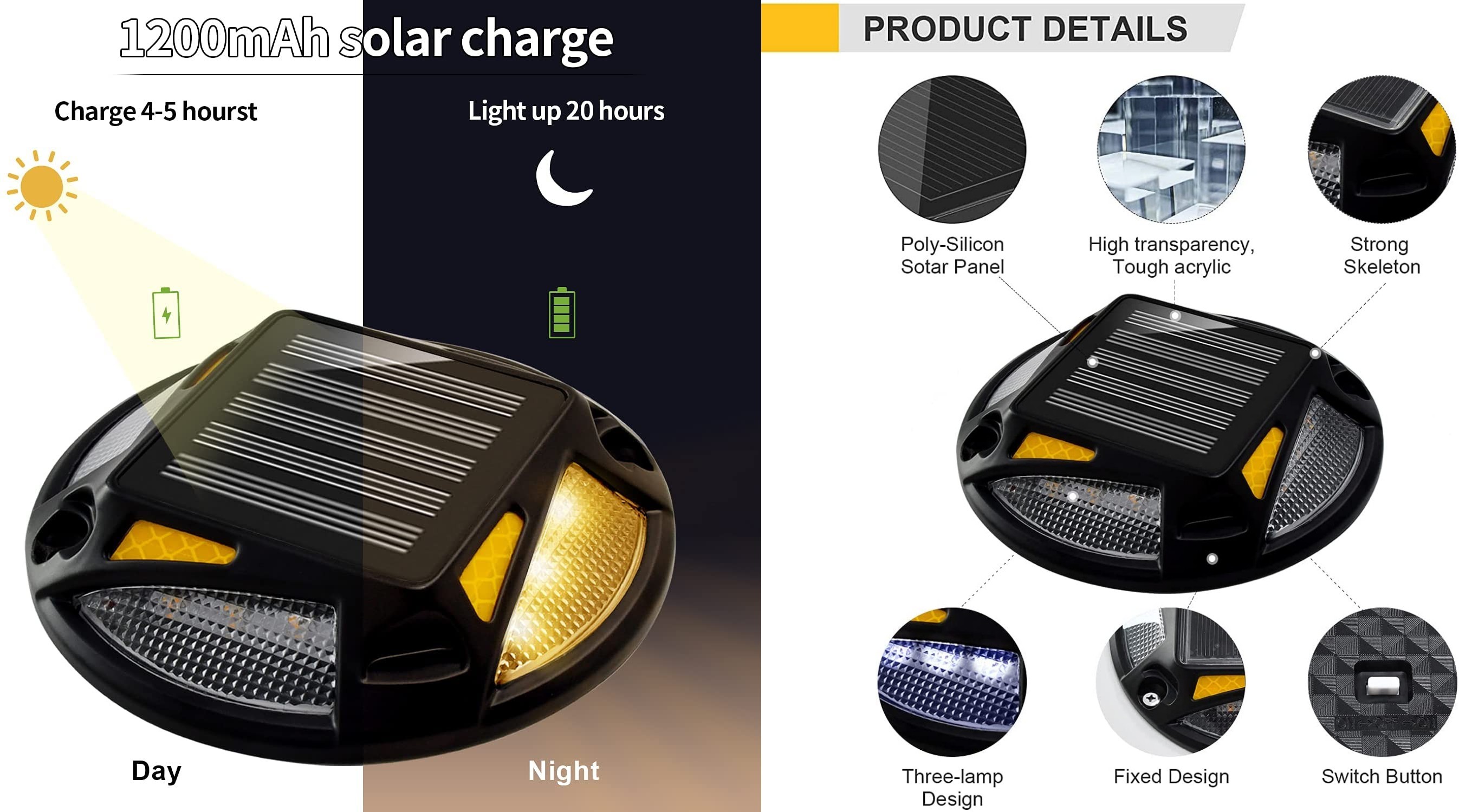 High quality solar powered road studs for highway bridge patwhay aluminum monocrystalline silicon