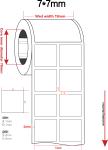 7mmx7mm Permanent Adhesive Label 1.5mil White Matte High Temperature Resistant