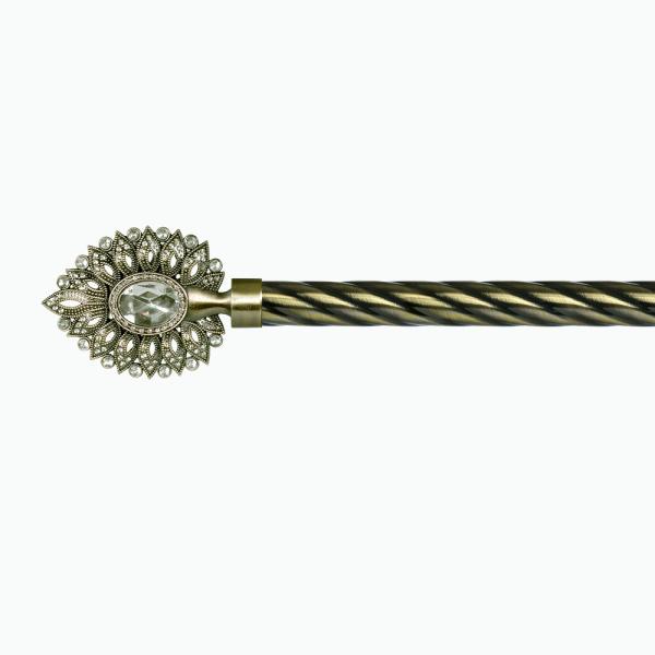 Buy cheap 28MM Diamond Peacock shape Finial Anti-Brass color 6M Curtain Pole With Single Bracket Bedroom Decor from wholesalers