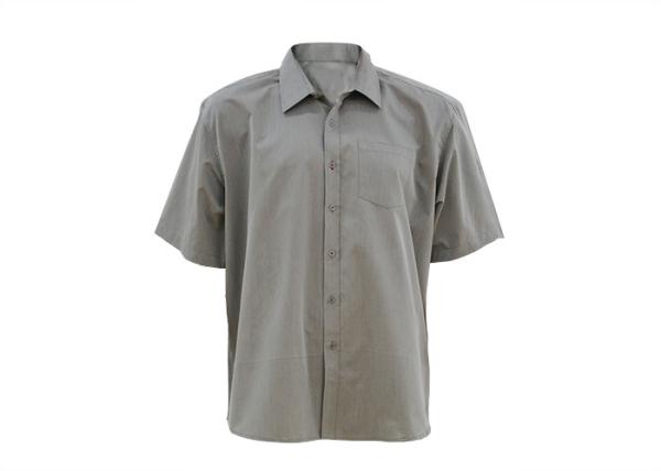 Buy cheap Grey Color Mens Oxford Work Shirts , Short Sleeve Button Up Work Shirts Anti Wrinkle from wholesalers