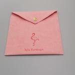 OEM ODM Suede Envelope Fabric Drawstring Gift Bags Pink Color