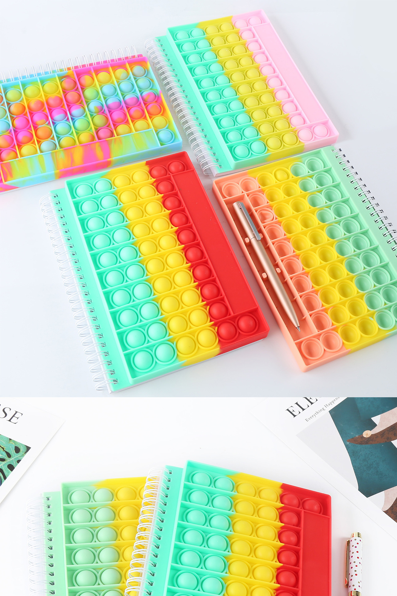 Waterproof Silicone Cover Bubble Decompression Notebook with 100 Inner Pages and Gift