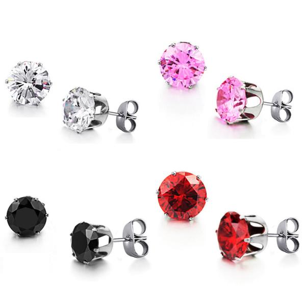 Buy cheap Wholesale Stainless Steel Round Clear Cubic Zirconia Stud Earrings Women from wholesalers