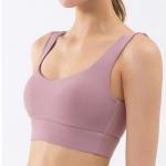 Blue U Shape Neck Sports Bra Women's Stretch Yoga Bra Spandex