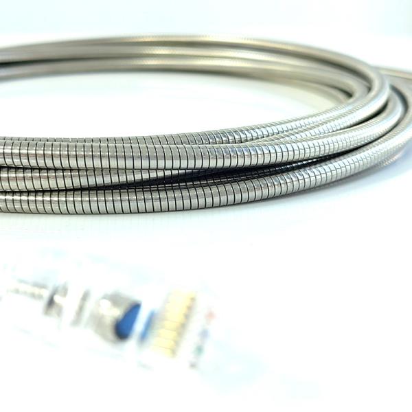 Buy cheap Exactcables Steel Armored Crossed Cat5e Network Cable 2m Lan Cable Slim STP LSZH Gray from wholesalers