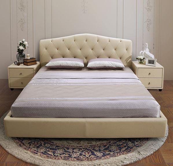 Buy cheap cheap price upholstered leather bed with button G012 from wholesalers