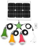 50000h Long Life Camping 15W Mini Solar Power System With 3 Bulbs
