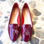 PU Lining Calf Leather Flat Heeled Shoes 22.5cm-25cm Ladies Leather Loafers