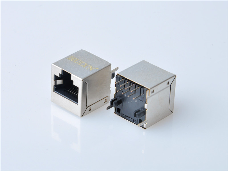 HULYN Very low profile, Shielded RJ45 Modular Jack, Through Hole Type, 1x1,with LEDs，